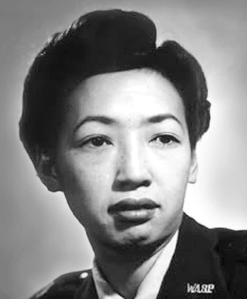 Hazel Ying Lee in her WASP flight uniform.