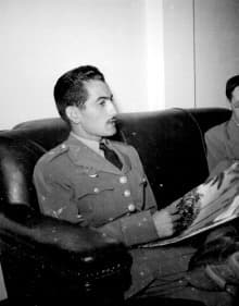 Formal portrait photograph of Radamés Gaxiola Andrade in military uniform, c. 1955.